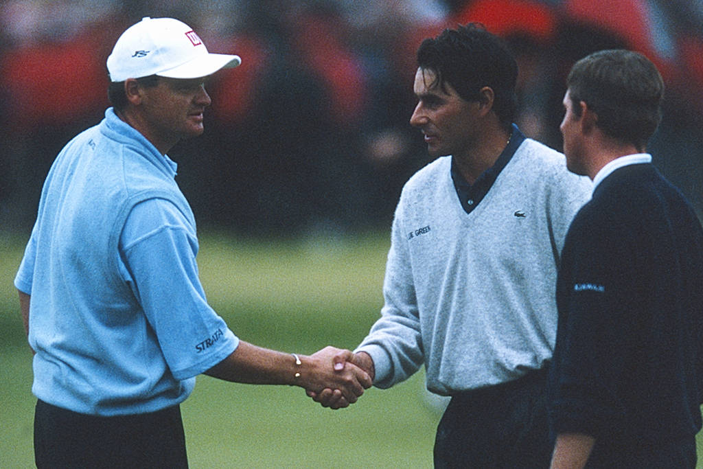 Paul Lawrie, Jean van de Velde and Justin Leonard